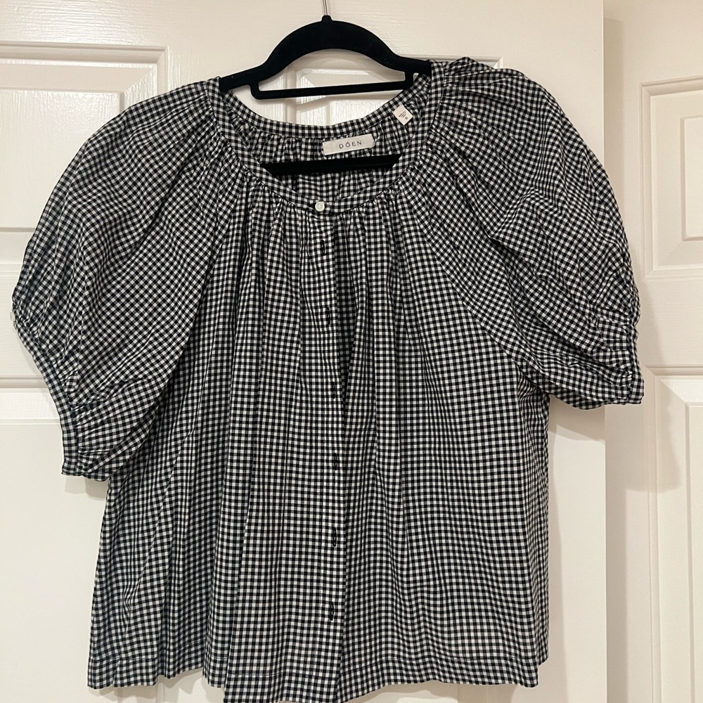Doen Black and White Gingham June  Top